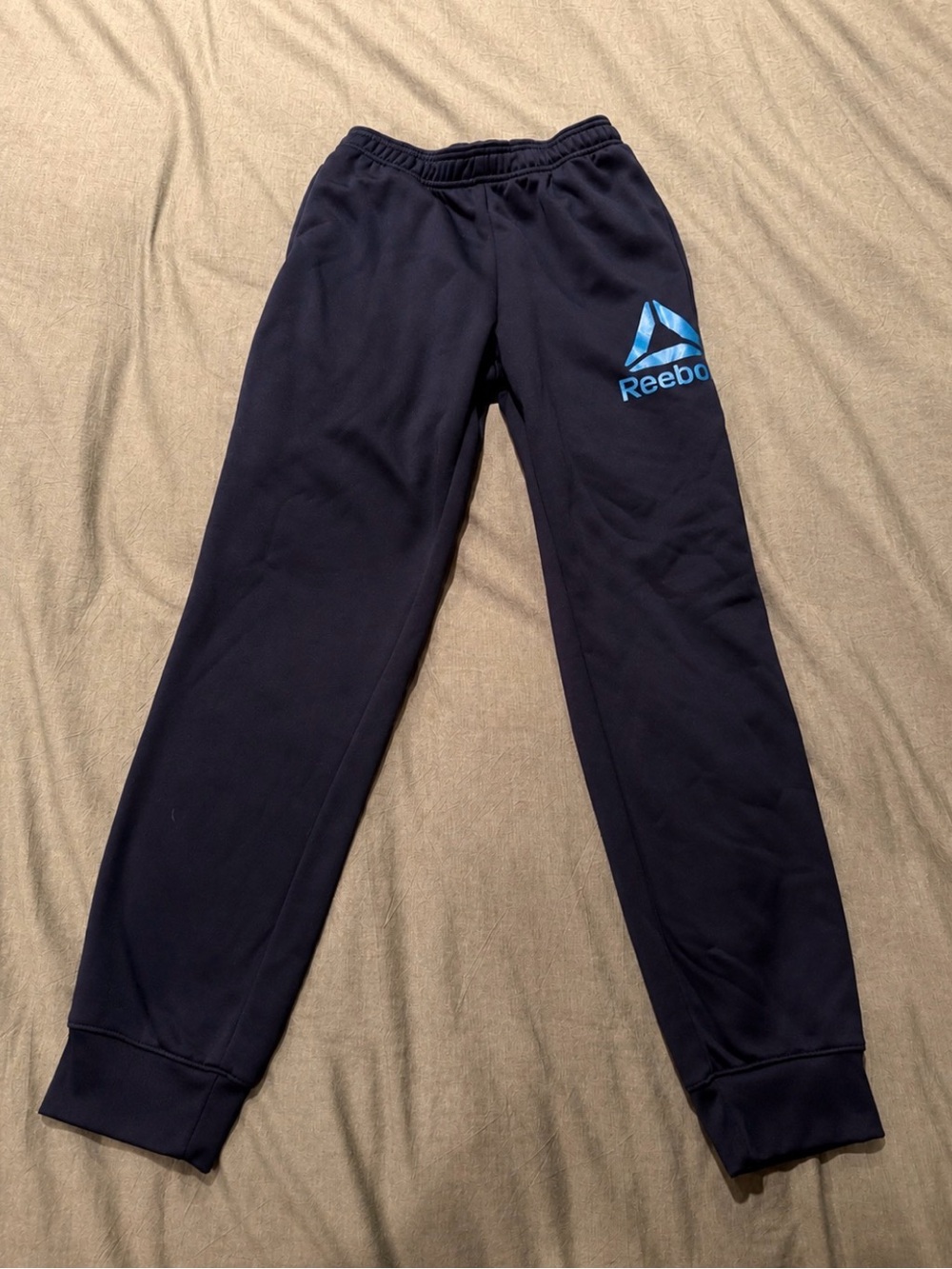 Reebok Dark Navy Kids Joggers with Light Blue Logo